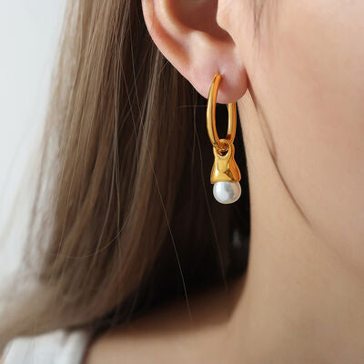 Titanium Steel Huggie Earrings-EARRINGS-[Adult]-[Female]-White-One Size-2022 Online Blue Zone Planet