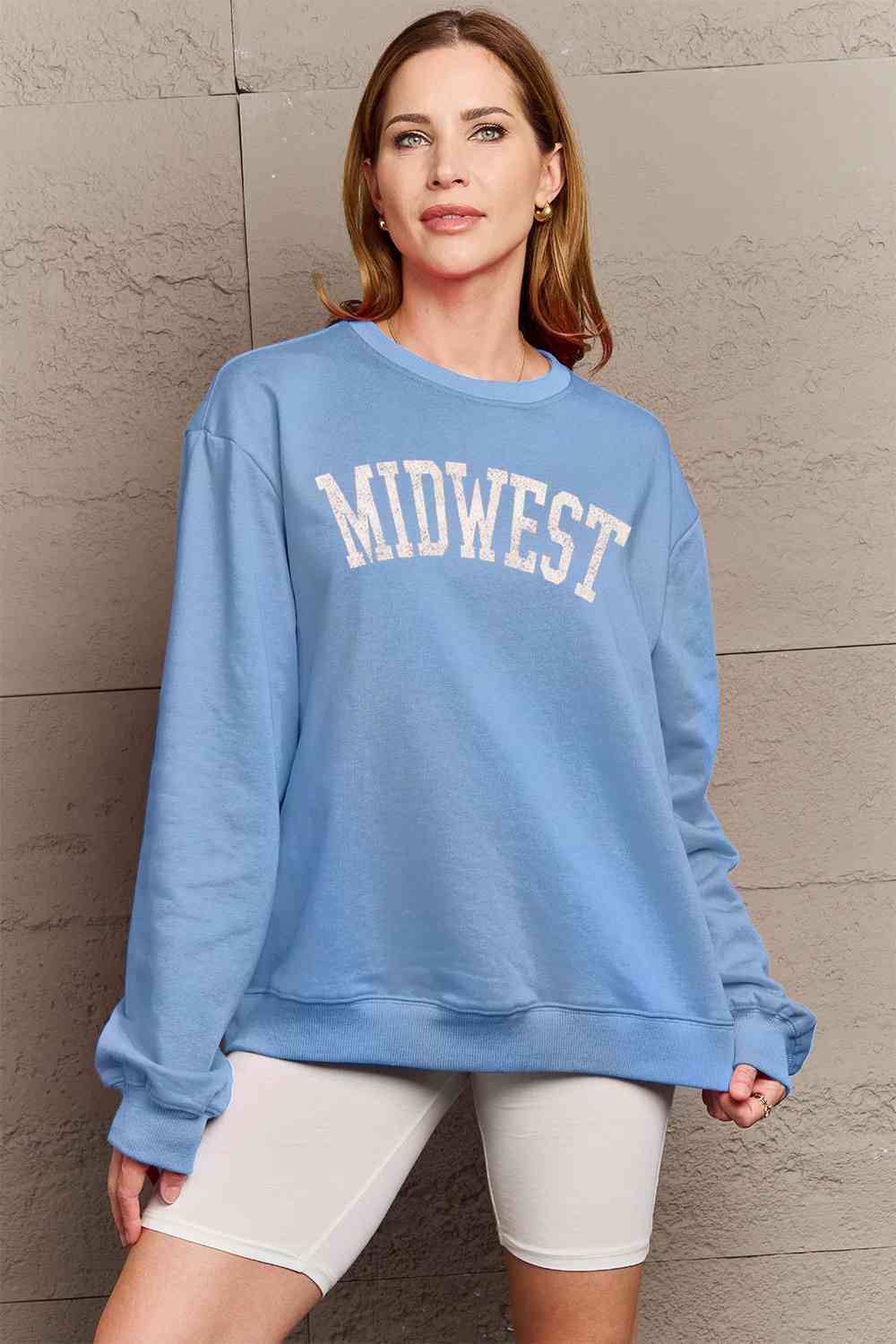 Simply Love Full Size MIDWEST Graphic Sweatshirt BLUE ZONE PLANET