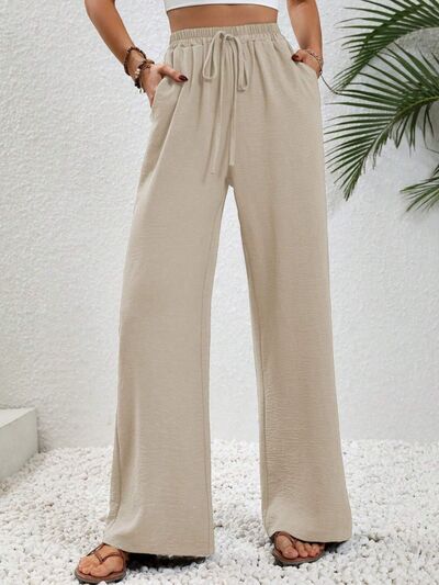 Wide Leg Drawstring Pants Trendsi