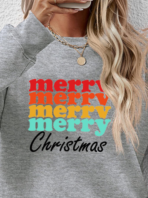 MERRY CHRISTMAS Graphic Long Sleeve Sweatshirt BLUE ZONE PLANET