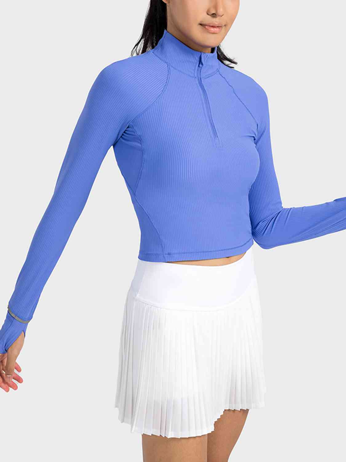 Mock Neck Half Zip Long Sleeve Sport Top BLUE ZONE PLANET