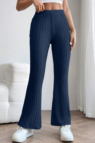 Blue Zone Planet |  Basic Bae Full Size Ribbed High Waist Flare Pants BLUE ZONE PLANET