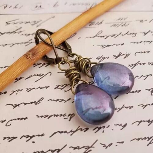 Alloy Gemstone Drop Earrings BLUE ZONE PLANET