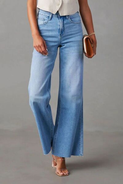 Buttoned Bootcut Jeans with Pockets BLUE ZONE PLANET