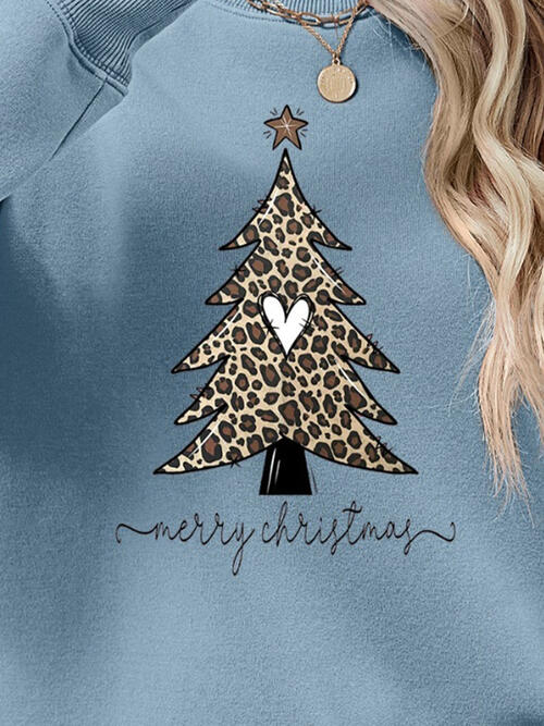 Christmas Tree Graphic Long Sleeve Sweatshirt BLUE ZONE PLANET