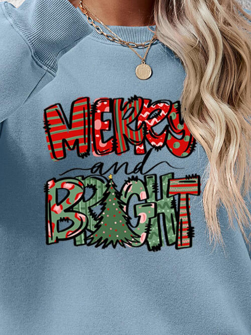MERRY AND BRIGHT Long Sleeve Sweatshirt BLUE ZONE PLANET