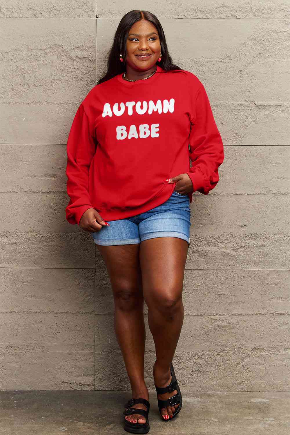 Simply Love Full Size AUTUMN BABE Graphic Sweatshirt BLUE ZONE PLANET