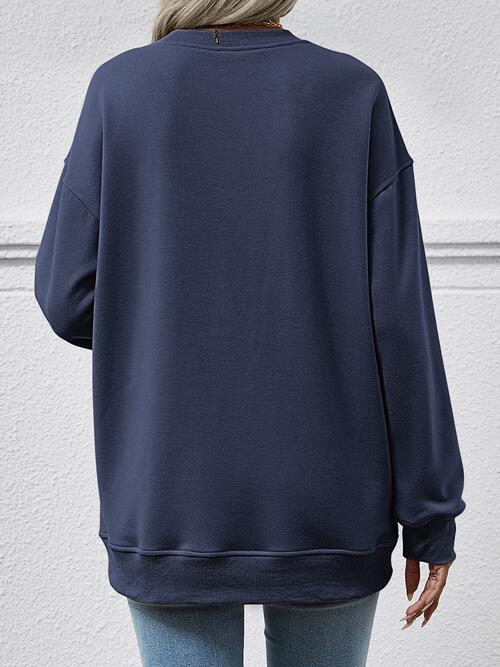 Round Neck Long Sleeve Sweatshirt BLUE ZONE PLANET