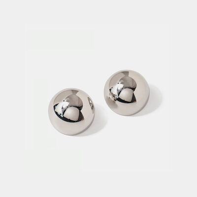 Hemispherical Stainless Steel Earrings-EARRINGS-[Adult]-[Female]-Silver-One Size-2022 Online Blue Zone Planet