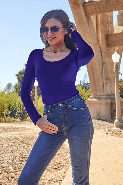 Blue Zone Planet |  Basic Bae Full Size Round Neck Long Sleeve Bodysuit BLUE ZONE PLANET