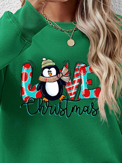 LIVE CHRISTMAS Drop Shoulder Round Neck Sweatshirt BLUE ZONE PLANET