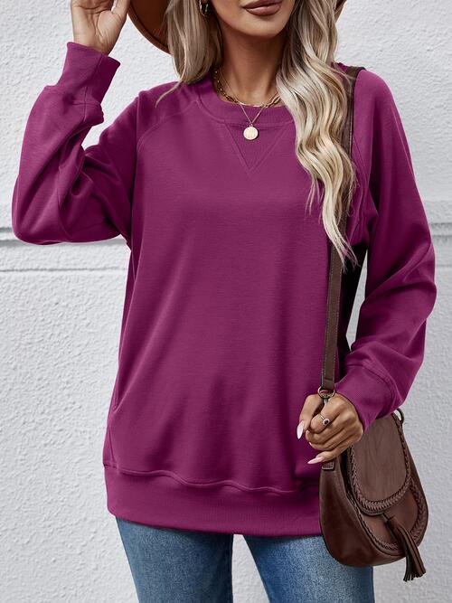 Round Neck Long Sleeve Sweatshirt BLUE ZONE PLANET