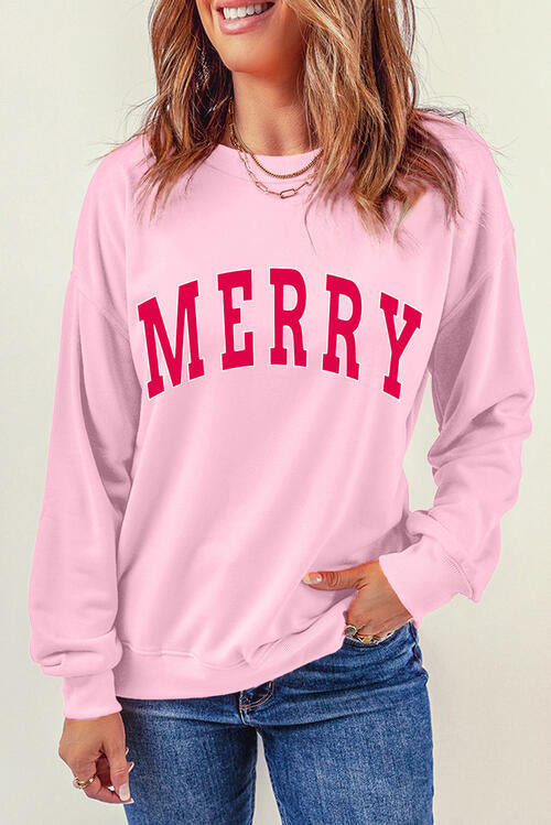 MERRY Graphic Dropped Shoulder Sweatshirt BLUE ZONE PLANET