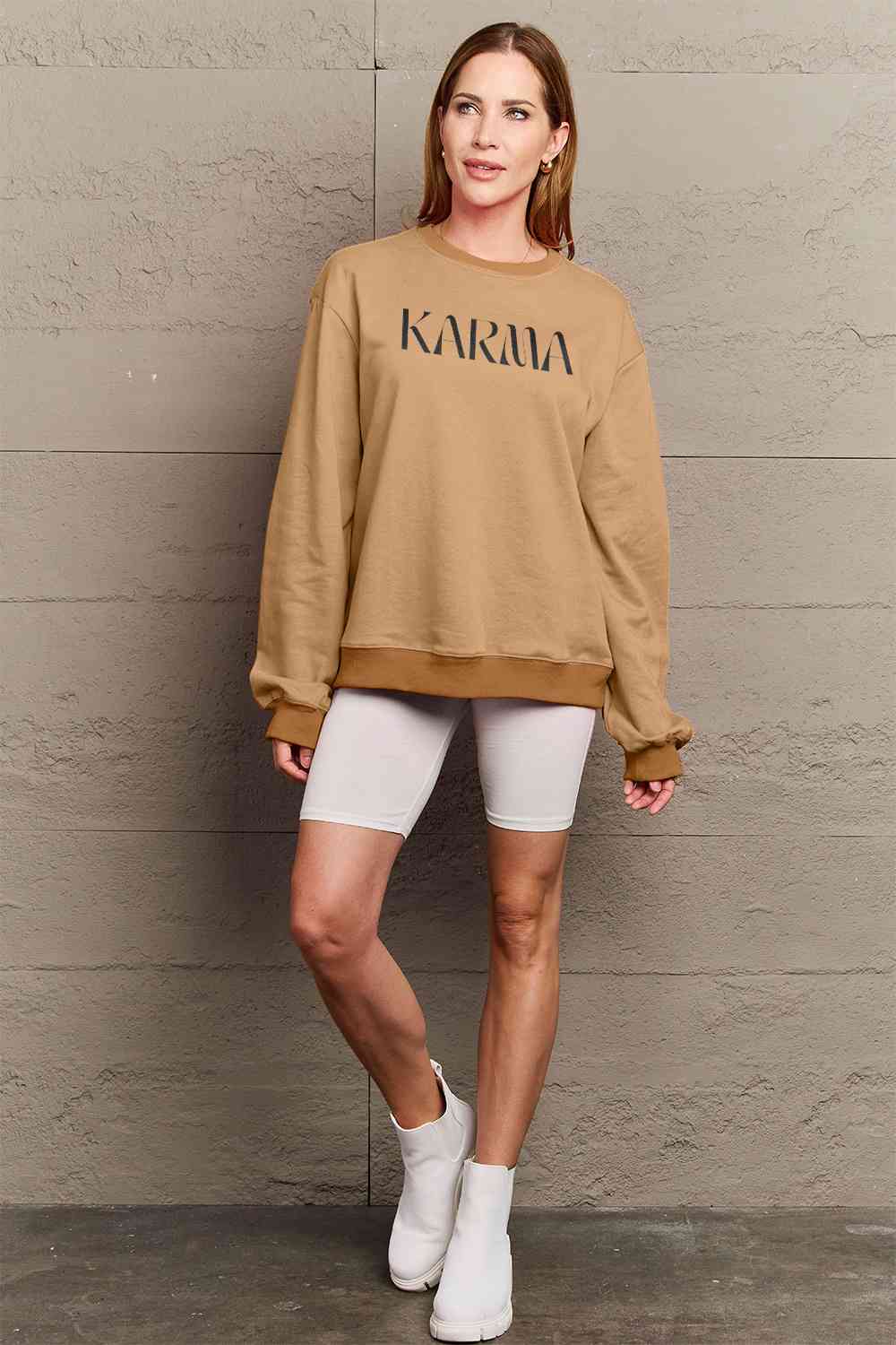 Simply Love Full Size KARMA Graphic Sweatshirt BLUE ZONE PLANET