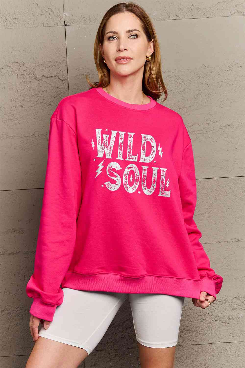 Simply Love Full Size WILD SOUL Graphic Sweatshirt BLUE ZONE PLANET