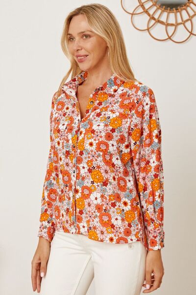 Ditsy Floral Collared Neck Shirt Trendsi