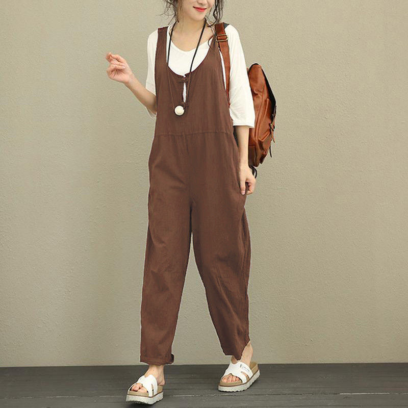 Women's solid color casual loose jumpsuit kakaclo