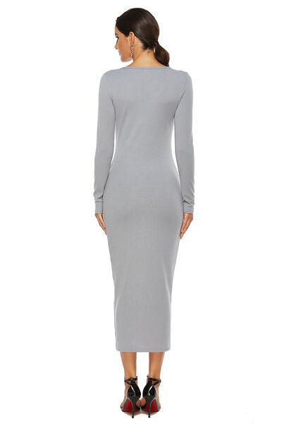Ribbed Scoop Neck Sweater Dress BLUE ZONE PLANET