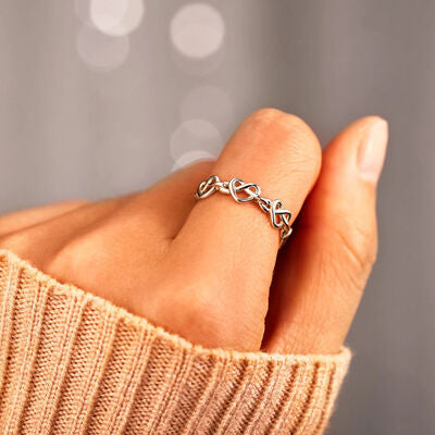 Knotted Hearts 925 Sterling Silver Open Ring-RINGS-[Adult]-[Female]-Silver-7-2022 Online Blue Zone Planet