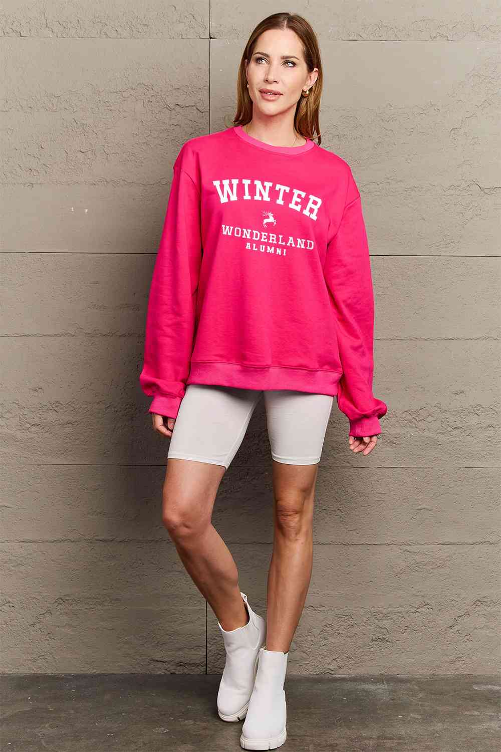 Simply Love Full Size WINTER WONDERLAND ALUMNI Graphic Long Sleeve Sweatshirt BLUE ZONE PLANET