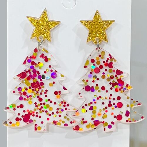 Christmas Tree Acrylic Dangle Earrings BLUE ZONE PLANET