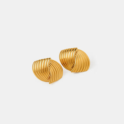 Texture Stainless Steel Stud Earrings-EARRINGS-[Adult]-[Female]-Gold-One Size-2022 Online Blue Zone Planet