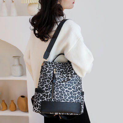 Leopard PU Leather Backpack Bag Trendsi