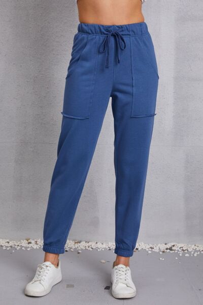 Drawstring Joggers with Pockets-BOTTOM SIZES SMALL MEDIUM LARGE-[Adult]-[Female]-2022 Online Blue Zone Planet