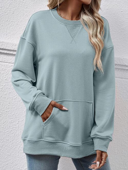 Round Neck Long Sleeve Sweatshirt BLUE ZONE PLANET