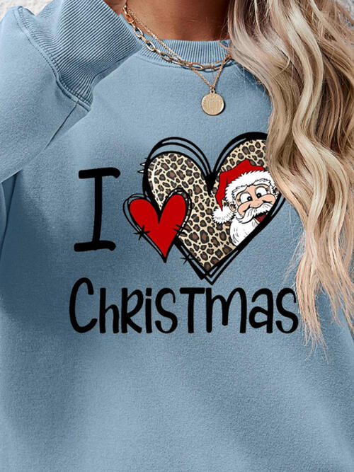 CHRISTMAS Graphic Round Neck Sweatshirt BLUE ZONE PLANET