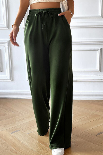 Drawstring Wide Leg Pants with Pocketed BLUE ZONE PLANET