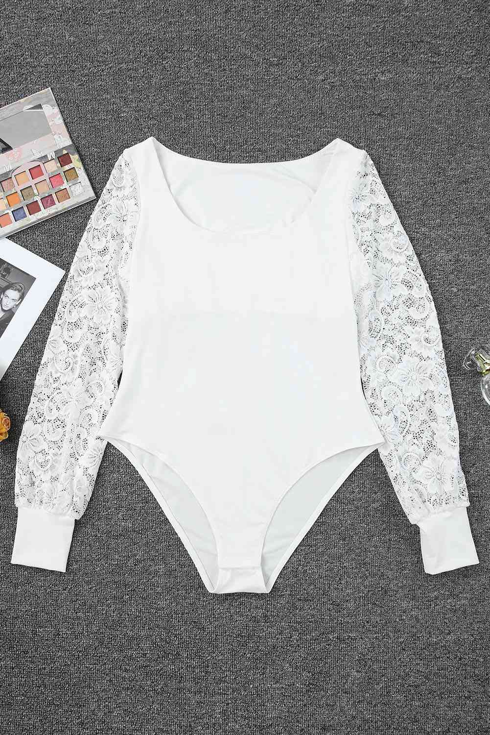 Lace Detail Scoop Neck Long Sleeve Bodysuit BLUE ZONE PLANET