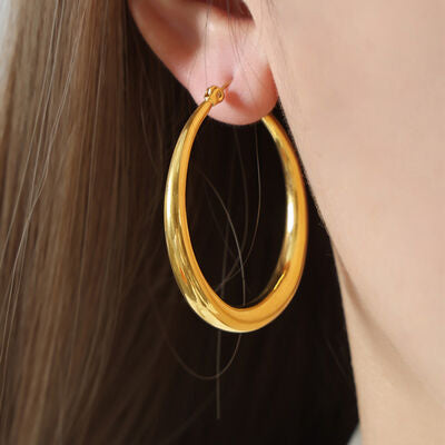 18K Gold-Plated Hoop Earrings-EARRINGS-[Adult]-[Female]-Gold-One Size-2022 Online Blue Zone Planet