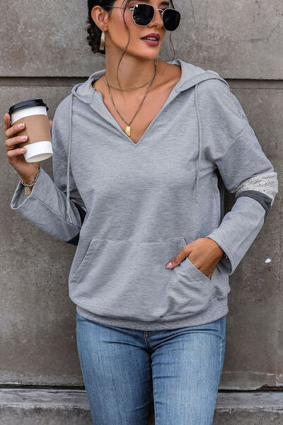 Drawstring Pocketed Dropped Shoulder Hoodie-TOPS / DRESSES-[Adult]-[Female]-Light Gray-S-2022 Online Blue Zone Planet