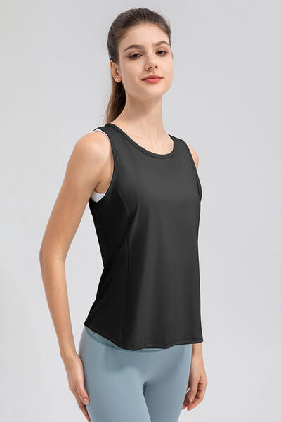 Wide Strap Round Neck Active Tank BLUE ZONE PLANET