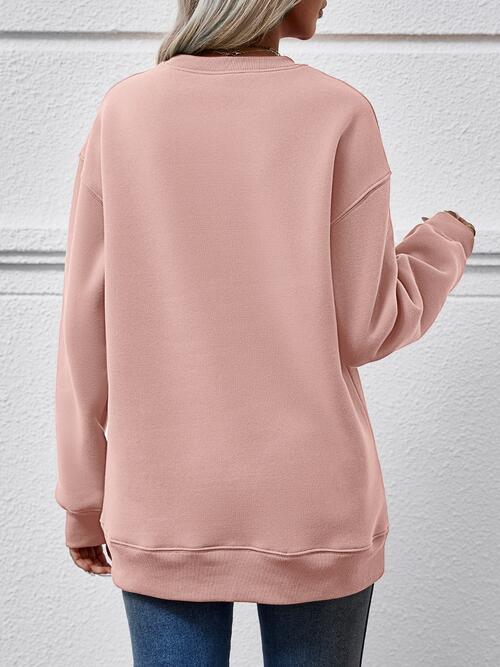 LIVE CHRISTMAS Drop Shoulder Round Neck Sweatshirt BLUE ZONE PLANET