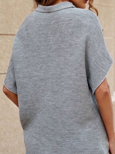 Mock Neck Short Sleeve Sweater-TOPS / DRESSES-[Adult]-[Female]-2022 Online Blue Zone Planet