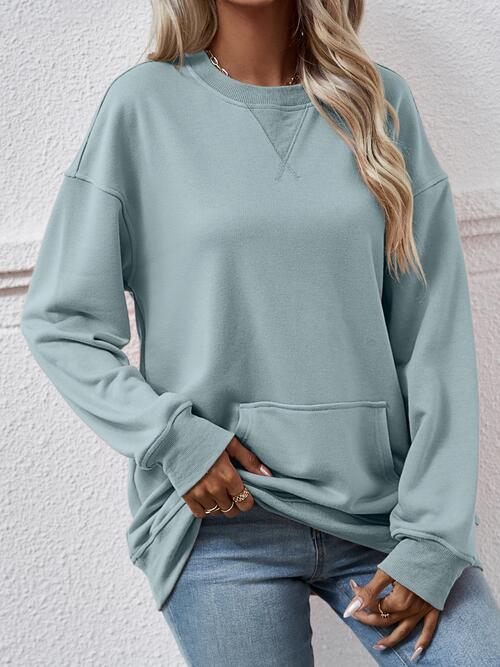 Round Neck Long Sleeve Sweatshirt BLUE ZONE PLANET