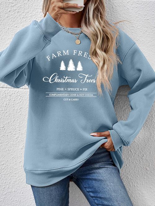 Graphic Round Neck Dropped Shoulder Sweatshirt BLUE ZONE PLANET