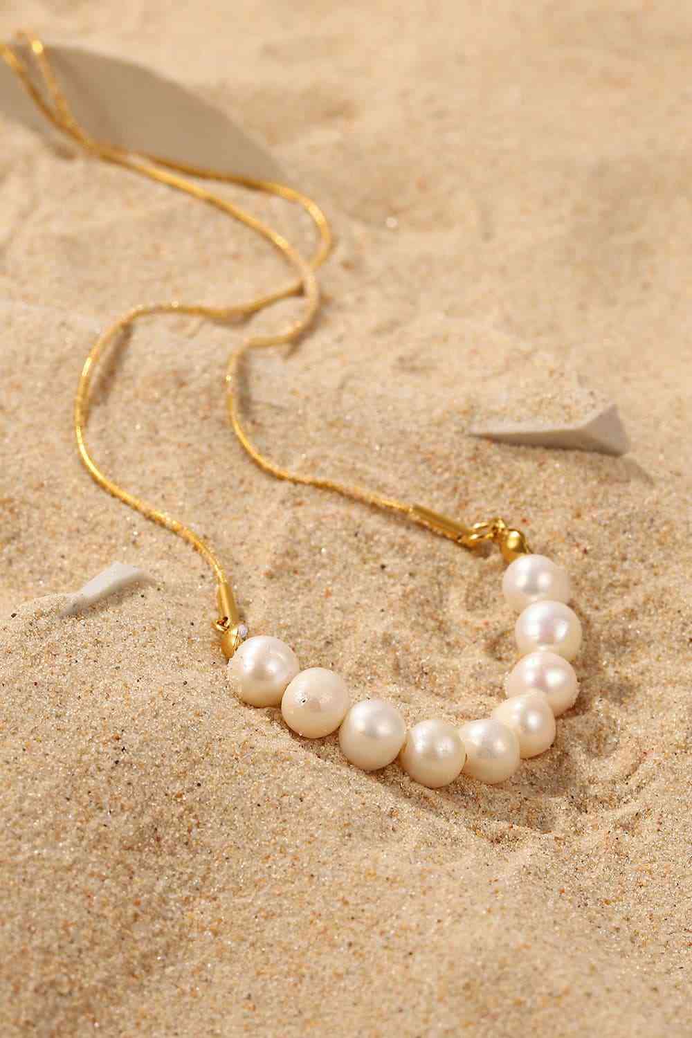 18K Gold-Plated Freshwater Pearl Necklace BLUE ZONE PLANET
