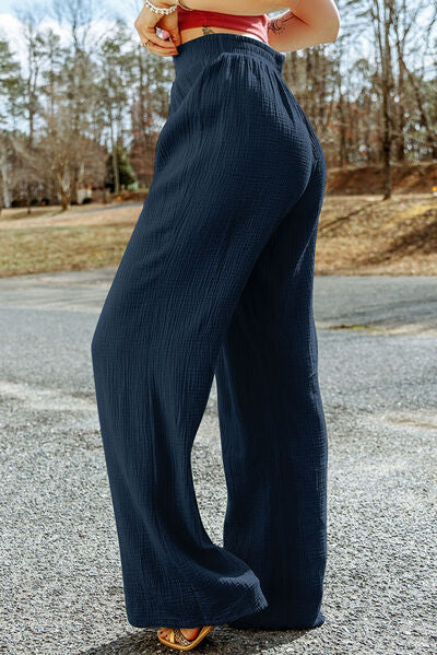 Blue Zone Planet |  Texture Tied Wide Leg Pants BLUE ZONE PLANET