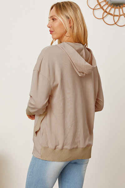 Half Snap Dropped Shoulder Hoodie-TOPS / DRESSES-[Adult]-[Female]-2022 Online Blue Zone Planet