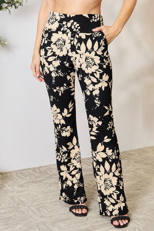 Heimish Full Size High Waist Floral Flare Pants BLUE ZONE PLANET