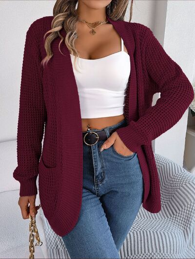 Open Front Long Sleeve Cardigan with Pockets BLUE ZONE PLANET