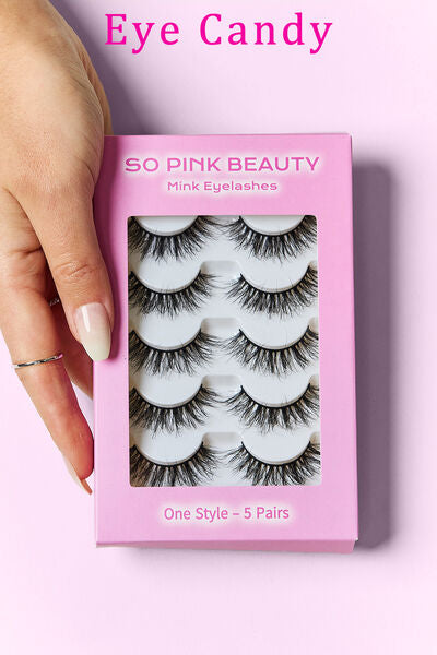 SO PINK BEAUTY Mink Eyelashes 5 Pairs Trendsi