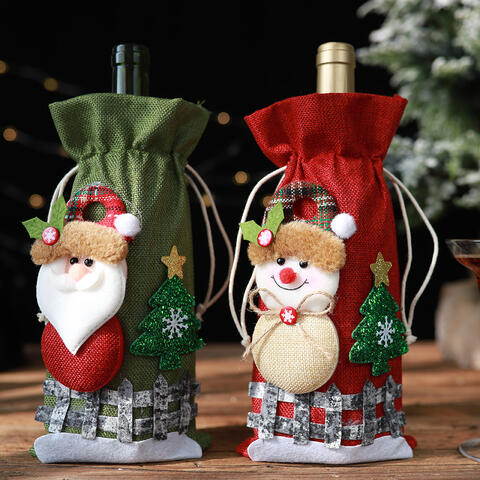 Blue Zone Planet |  Assorted 2-Piece Christmas Doll Wine Bottle Covers BLUE ZONE PLANET