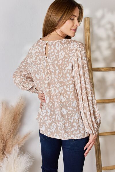 Hailey & Co Embroidered Printed Balloon Sleeve Blouse-TOPS / DRESSES-[Adult]-[Female]-2022 Online Blue Zone Planet