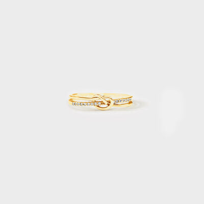 925 Sterling Silver Double-Layered Knot Ring-RINGS-[Adult]-[Female]-Gold-5-2022 Online Blue Zone Planet