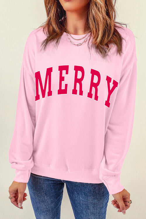 MERRY Graphic Dropped Shoulder Sweatshirt BLUE ZONE PLANET