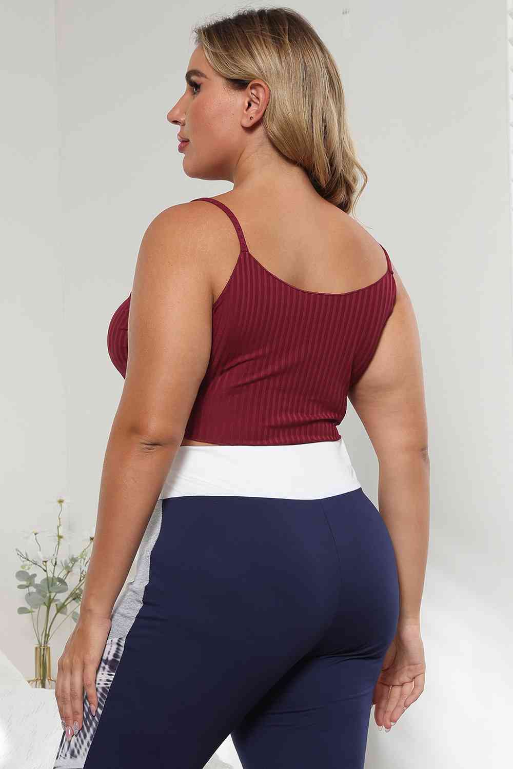 Plus Size Ribbed Spaghetti StrapTop BLUE ZONE PLANET